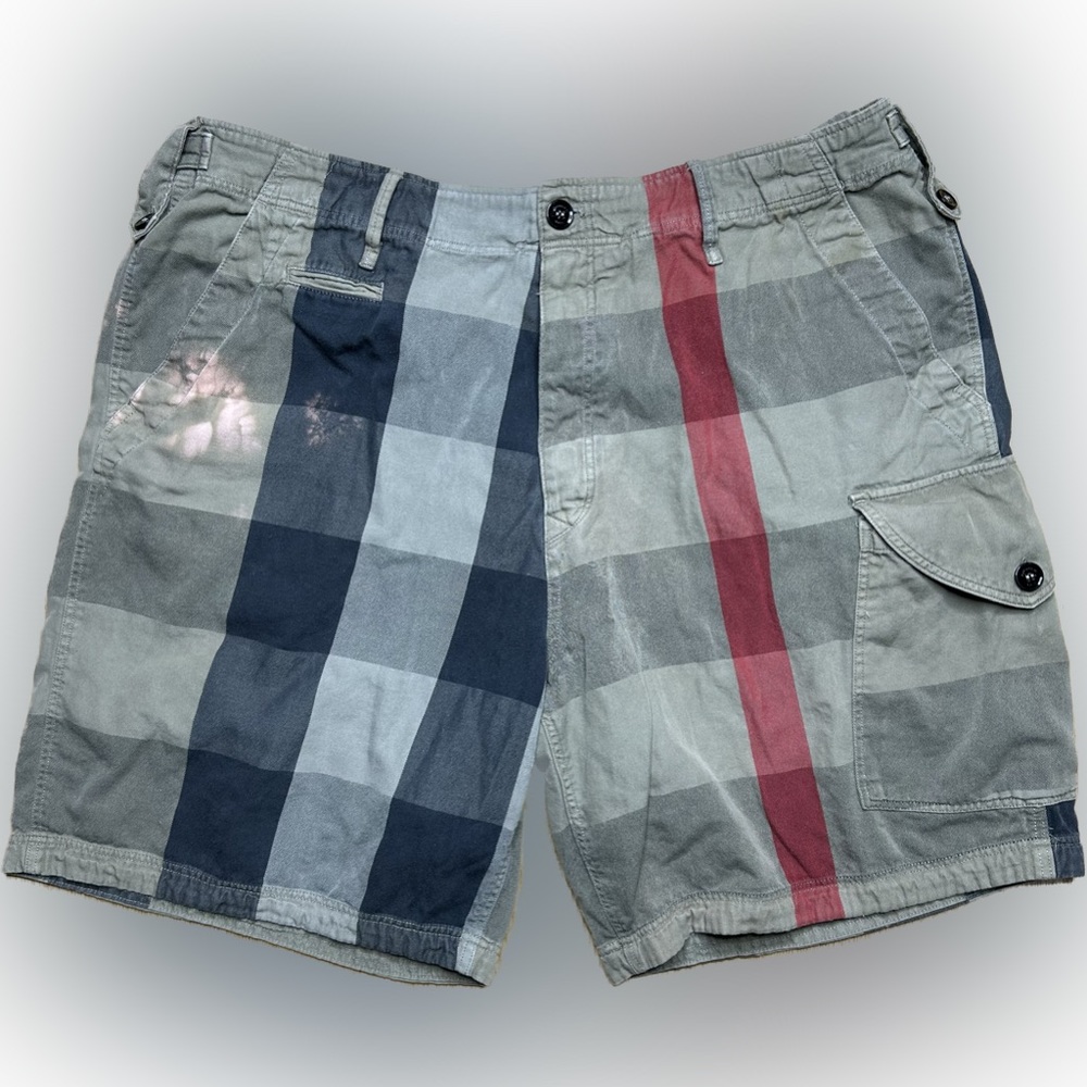 Burberry Brit Cargo Shorts Mens Size 38 Nova Check Plaid Checkered Lightweight